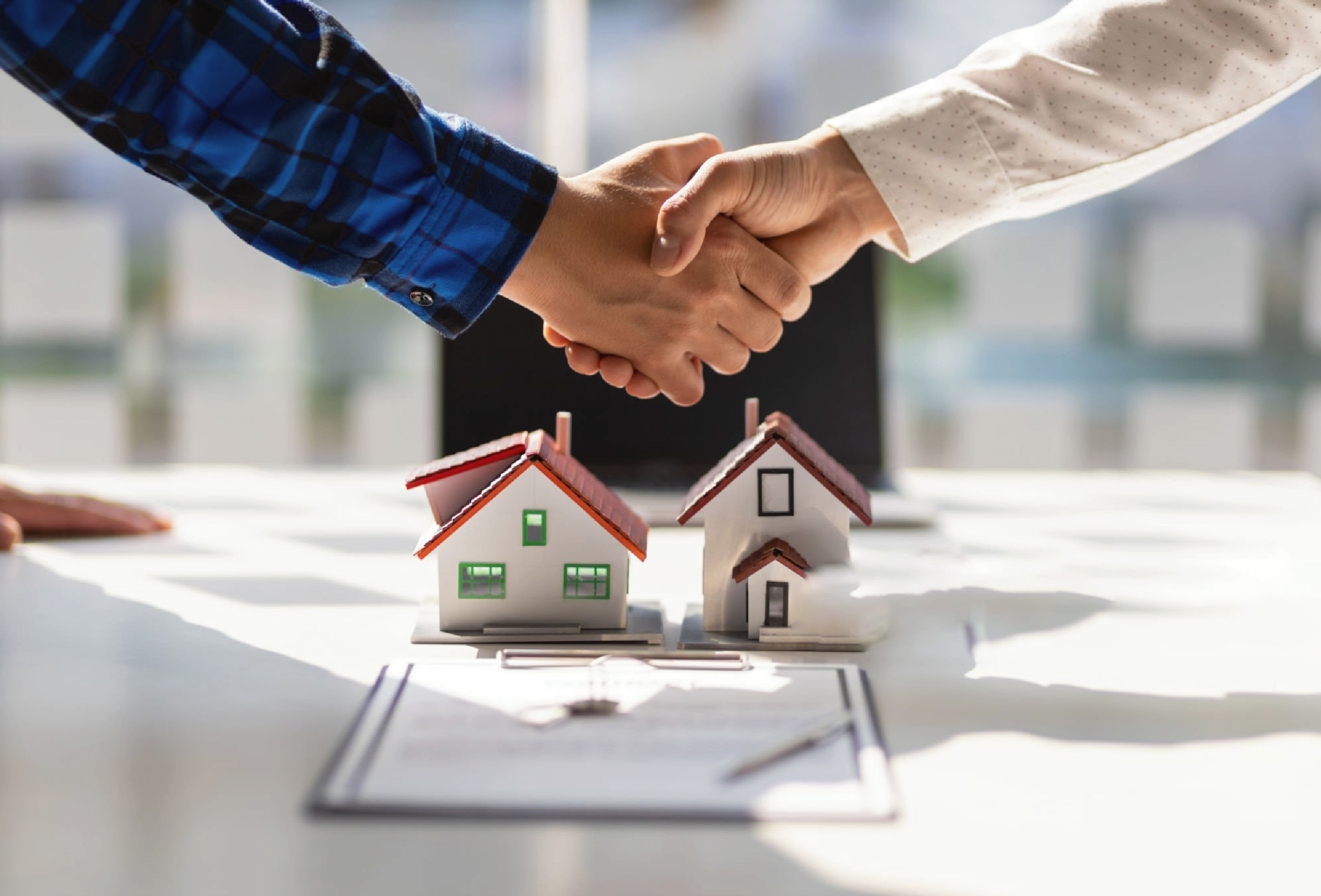 Happy family reviewing financial plans